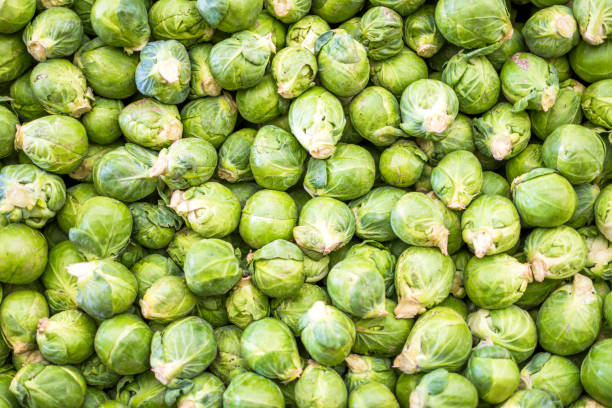 Organic Brussels sprout piled to bazaar market