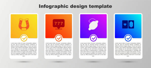 Set Horseshoe, Slot machine with jackpot, Casino slot lemon and Deck of playing cards. Business infographic template. Vector Set Horseshoe, Slot machine with jackpot, Casino slot lemon and Deck of playing cards. Business infographic template. Vector. fortune telling machine stock illustrations