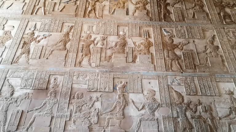 Beautiful interior of the Temple of Dendera or the Temple of Hathor. Egypt, Dendera, Ancient Egyptian temple near the city of Ken