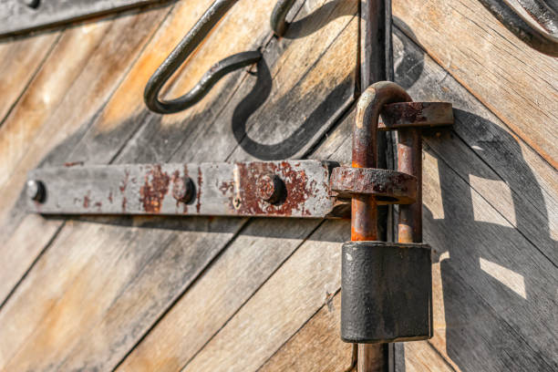 istock Padlock locks the ancient gates of the 18th century barracks 1369954538