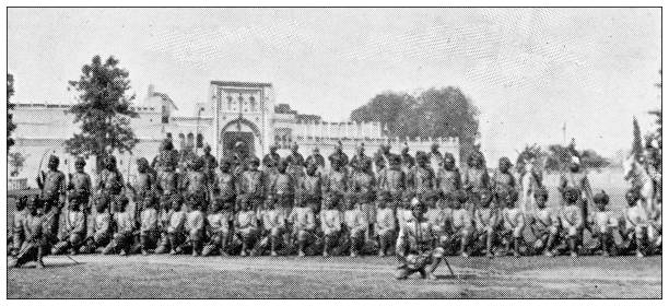 istock Antique travel photographs of India: Native troops 1369961139