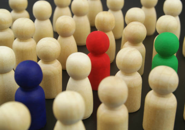 istock Crowd of people figures, some figures colored. 1369962226