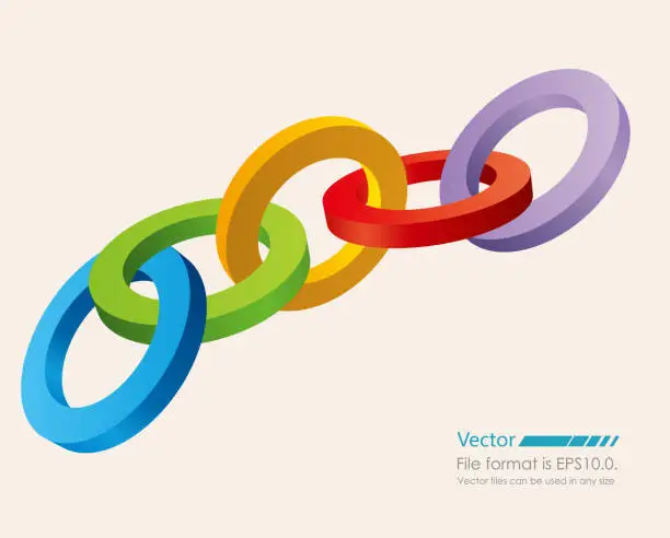 Vector illustration of 5 connected rings