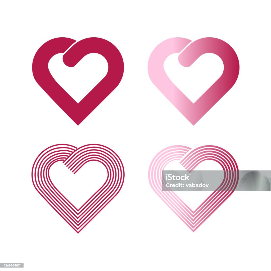Heart Sign Logo Set Of Heart Shape Logos Stock Illustration - Download Image Now ...
