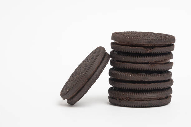 istock soft dark chocolate brownie cookies on white background. 1369966191