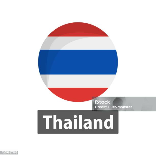 Bendera Thailand Bulat Asia Tenggara Vektor Ilustrasi Stok - Unduh