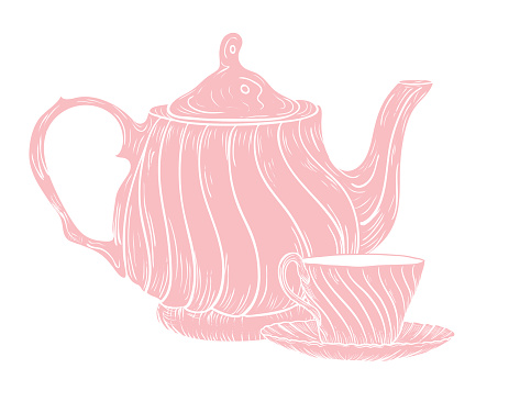 Tea invitation template or card. Flat colors on a transparent background.