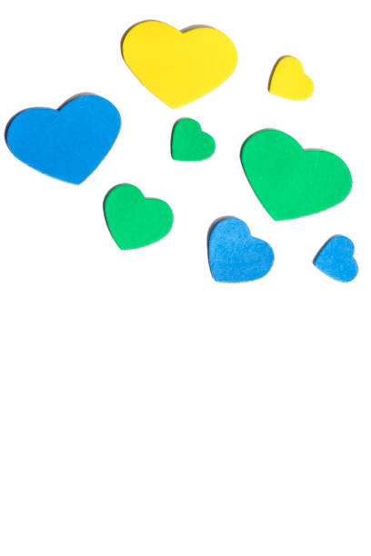 istock Valentine's Day. Isolated multi-colored hearts on a white background, top view, copy space 1369972750