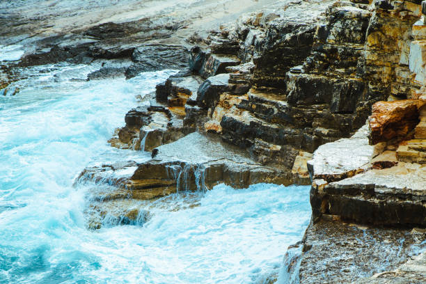 istock view of water with waves with rocky cliff 1369976901
