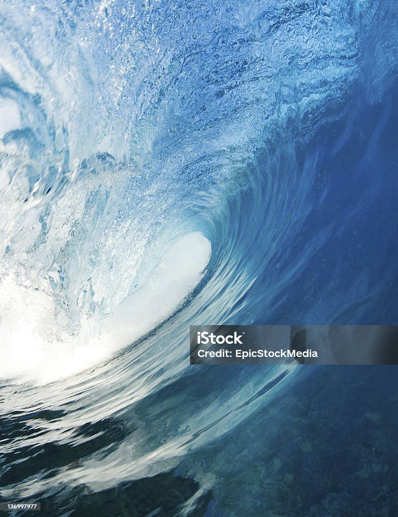 Blue Ocean Wave Beautiful Blue Ocean Wave in Hawaii Awe Stock Photo