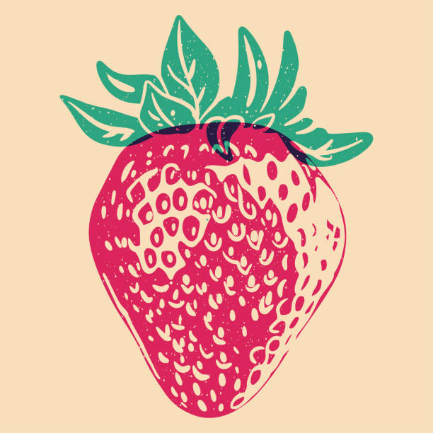 Fruits. Colorful cute screen printing effect. Fruits. Colorful cute screen printing effect. Retro print effect. Vector illustration. Graphic element for fabric, textile, clothing, wrapping paper, wallpaper, poster. riso print stock illustrations