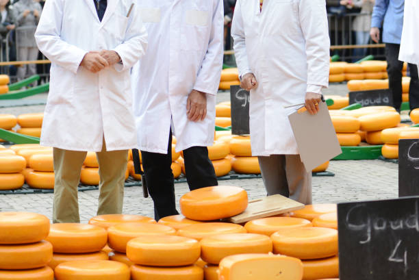 Cheese market in Alkmaar Holland in the Netherlands Cheese market in Alkmaar Holland in the Netherlands cheese dutch culture cheese making people stock pictures, royalty-free photos & images