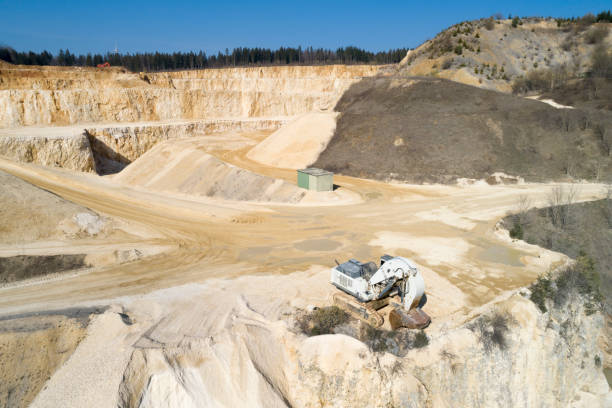 Stone quarry with pile of gravel. Photo is taken with dslr camera and wide angle lens.