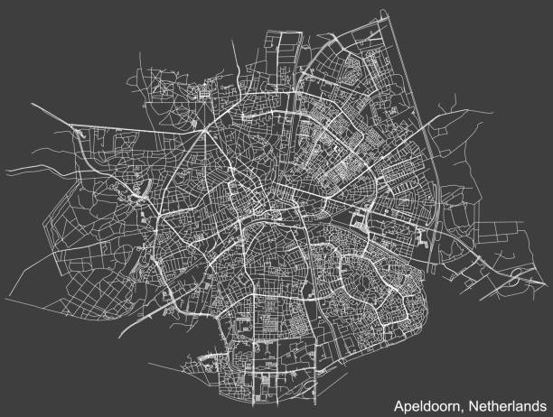 карта уличных дорог апелдорн, нидерланды - apeldoorn stock illustrations