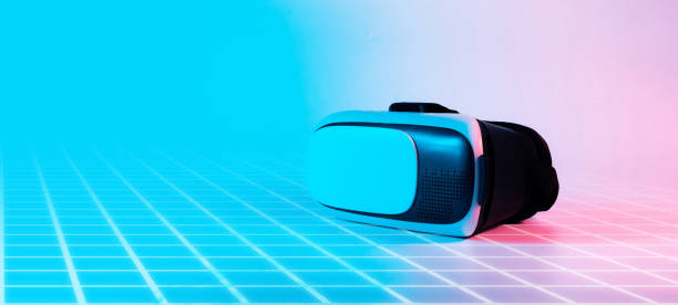istock Virtual reality goggles VR. 3d digital glasses on futuristic neon tech background. Augmented reality, science, future technology, robots and people concept. VR. 1369993742