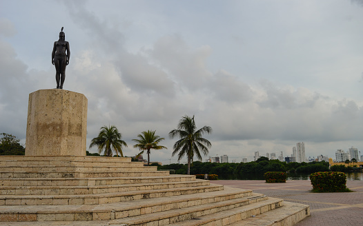Cartagena, Colombia: monument catalina india, at downtown historic city.