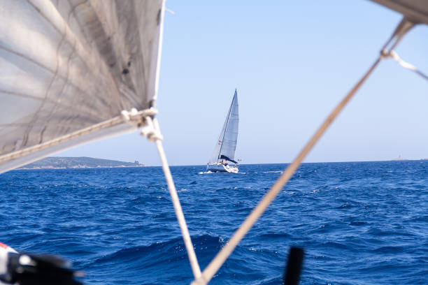 istock a sailboat seen from another chaser boat 1369996890