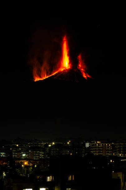 Etna Eruption February 10, 2022 stock photo