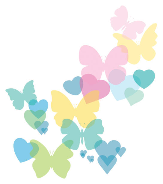 butterfly and heart background vector, background, butterfly and heart silhouette, illustration nerves stock illustrations