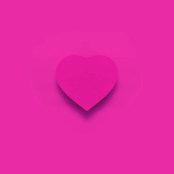 Red gift box in the shape of heart on pink background top view Flat lay. Creative composition for Valentine's Day, love concept, birthday present, mother day, March 8, holiday background