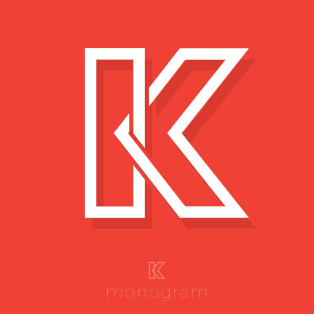 Letter K. Monogram consist of intertwined thin lines. Emblem for business, internet, online shop, label or packaging. intertwined letters stock illustrations