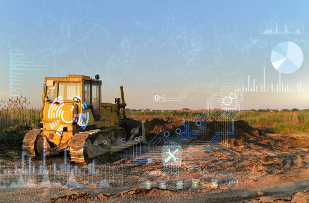 istock Territory planning with an excavator without the participation of a driver. Modern technologies of artificial intelligence and remote control of equipment 1370012257