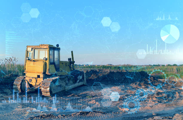 istock Territory planning with an excavator without the participation of a driver. Modern technologies of artificial intelligence and remote control of equipment 1370013503