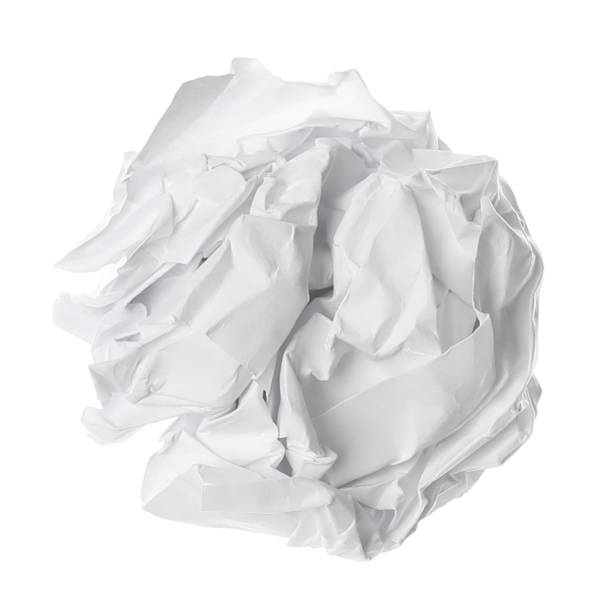 白で切り離された紙のくしゃくしゃ - sheet paper messy white ストックフォトと画像