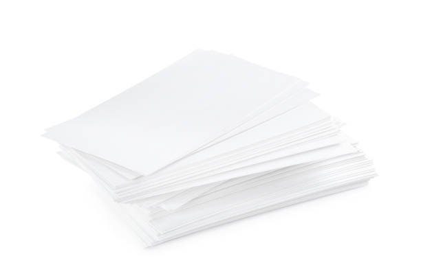 istock Stack of business cards on white background. Mockup for design 1370016240