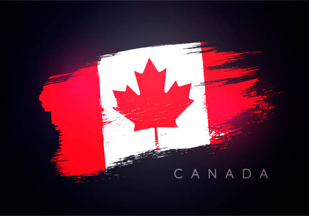 гранж-флаг канады со стилем splash - canadian flag illustrations stock illustrations