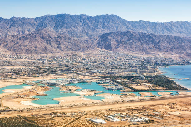 Aqaba Akaba Jordan aerial view photo city Red Sea Aqaba travel Aqaba Akaba Jordan aerial view photo city Red Sea Aqaba travel traveling akaba stock pictures, royalty-free photos & images