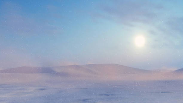 istock Winter landscape - snowy arctic desert at snowfall 1370027017