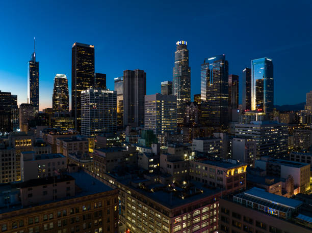 istock Downtown LA at Twilight - Aerial 1370032632