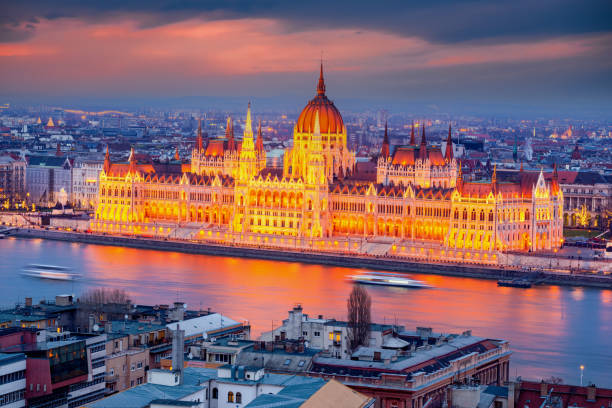 istock Budapest, Hungary. Danube River at night and Parliament 1370035730