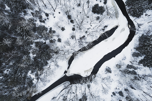 Aerial view of a Winter landscape.