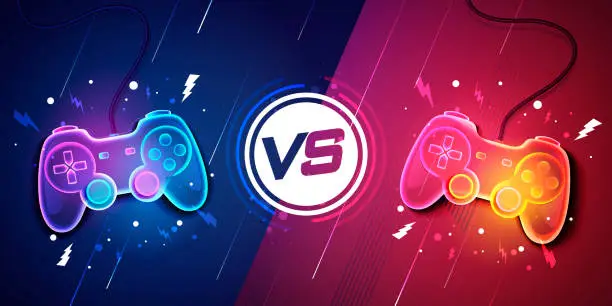 Vector illustration of Player Versus Concept. Game Or Esport Battle.