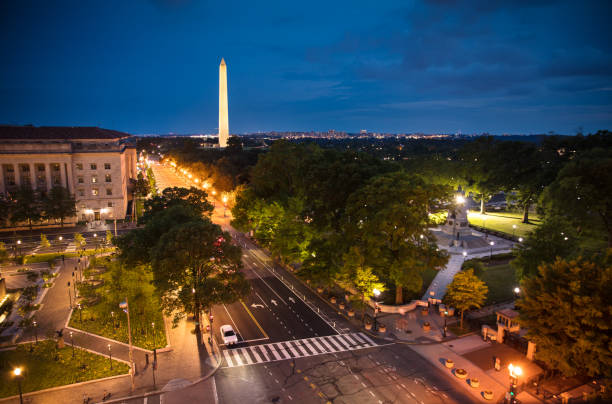 istock Shot of Washington Monument at Nightfall 1370038091