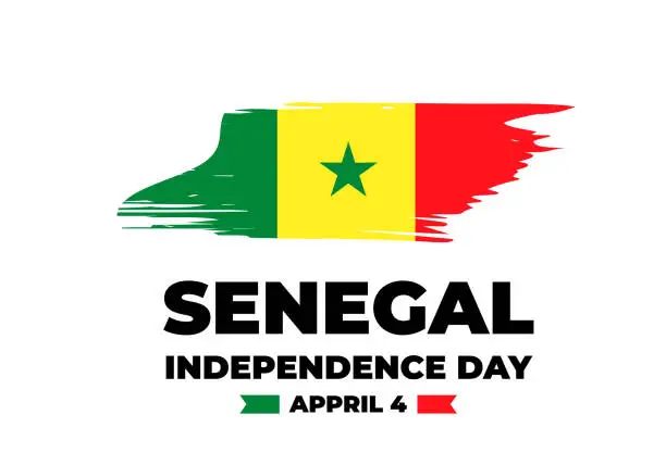 Vector illustration of Senegal Independence Day typography poster. National holiday celebrate on April 4. Vector template for banner, flyer, greeting card, etc