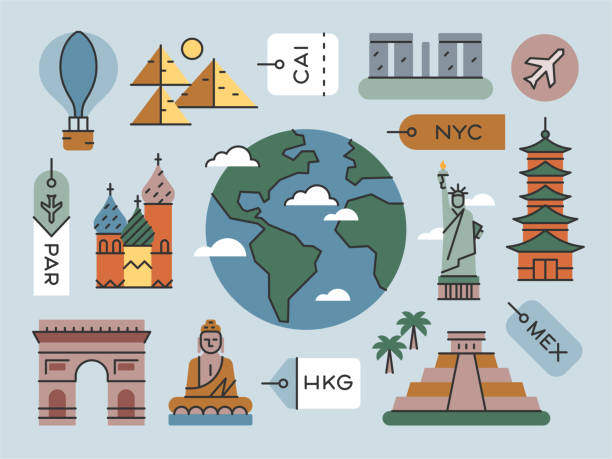 ilustraciones, imágenes clip art, dibujos animados e iconos de stock de viajes y puntos de referencia mundiales: serie brightline - blue background french culture european culture france