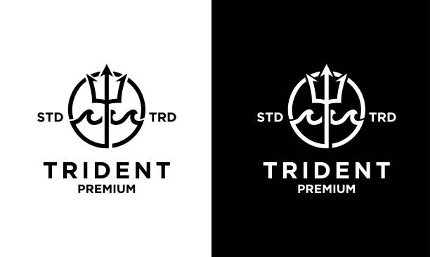 Trident sea vintage design Trident sea vintage design illustration triton greek god stock illustrations