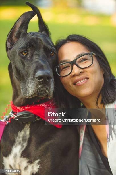 Picture With Mom Stock Photo - Download Image Now - Pet Owner, Dog, Great Dane