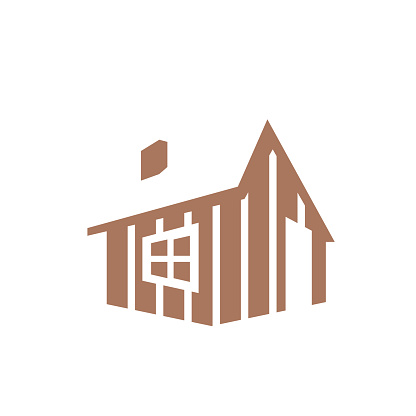 simple modern log woods cabin logo design vector illustration