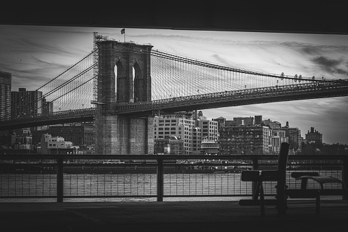 The  Brooklyn Bridge, shot from lower Manhattan