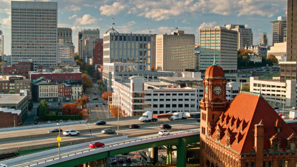 istock Drone Shot of Freeway Between Train Station and  Downtown Richmond 1370067825