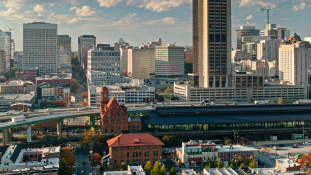 istock Drone Shot of Train Station, Freeway and Downtown Richmond 1370067826