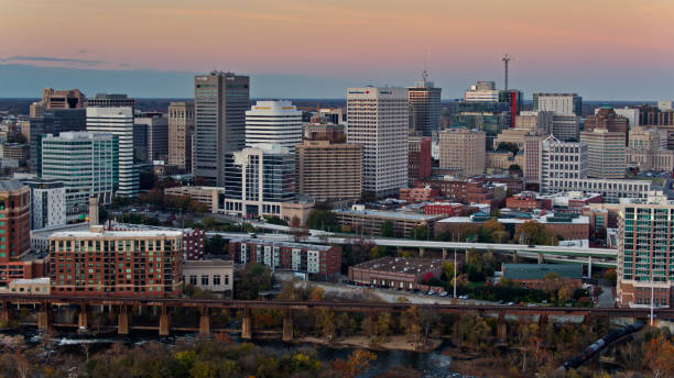 istock Downtown Richmond, Virginia at Dusk - Aerial View 1370067868