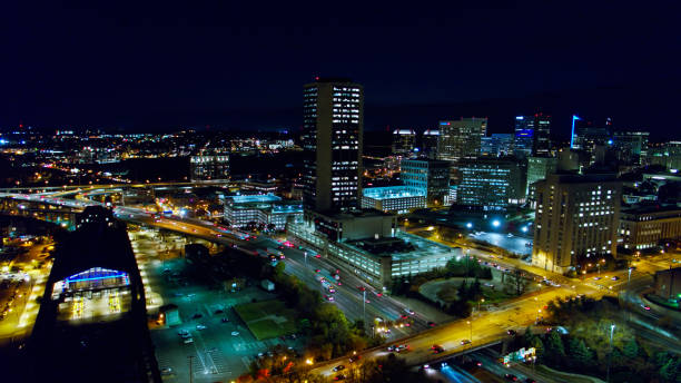 istock Drone Shot of Richmond, VA at Night 1370067898