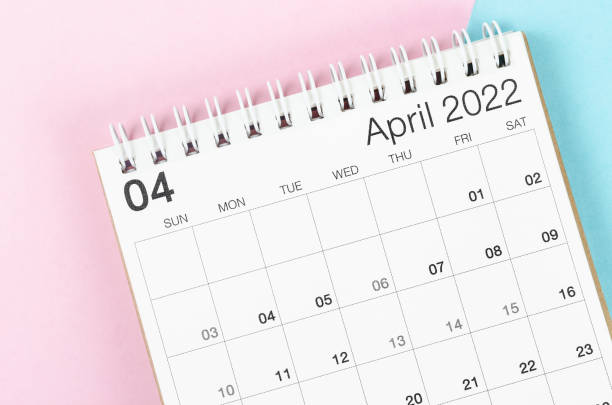 istock April 2022 desk calendar on beautiful background. 1370071711