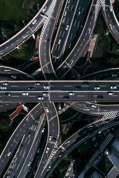 istock Aerial View of Busy Road Intersection 1370072124