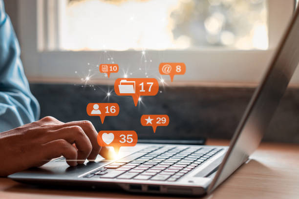 istock Businessman laptop using ,Social, media, Marketing concept. 1370081175